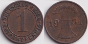 Германия 1 рейхспфенниг 1931 E