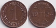 Германия 1 рейхспфенниг 1934 E