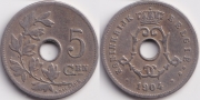 Бельгия 5 сантимов 1904 Belgie