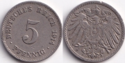Германия 5 пфеннигов 1914 J
