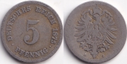 Германия 5 пфеннигов 1875 A