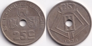 Бельгия 25 сантимов 1938