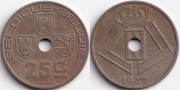 Бельгия 25 сантимов 1939