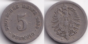 Германия 5 пфеннигов 1889 F