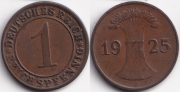 Германия 1 рейхспфенниг 1925 J