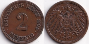 Германия 2 пфеннига 1905 A