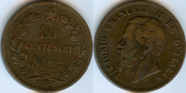 Италия 10 чентезимо 1866