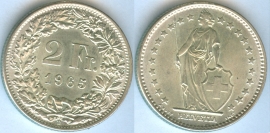 Швейцария 2 Франка 1965