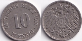 Германия 10 пфеннигов 1913 D
