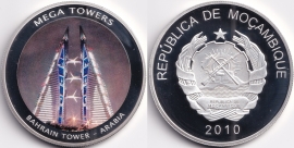 Мозамбик Монетовидный жетон 2010 Башня в Бахрейне PROOF (старая цена 750р)