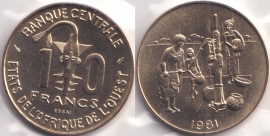 Западные Африканские штаты 10 франков 1981 ESSAI UNC