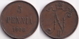 Русская Финляндия 5 пенни 1906