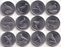 Набор - Турция 12 монет 1 куруш 2020 Анталийские птицы (алюминий)