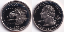 США 25 центов 2002 Индиана S ПРУФ