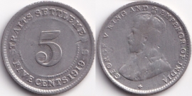 Стрейтс Сетлментс 5 центов 1919