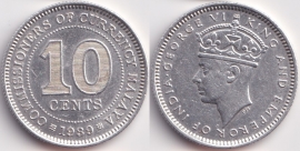Малайя 10 центов 1939