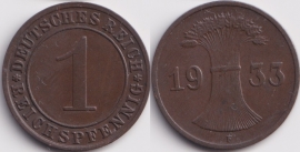 Германия 1 рейхспфенниг 1933 F