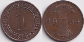 Германия 1 рейхспфенниг 1934 A