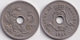 Бельгия 5 сантимов 1904 Belgique