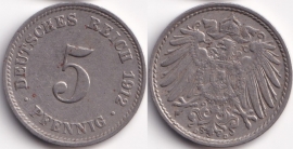 Германия 5 пфеннигов 1912 D