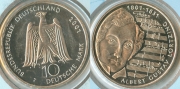Германия 10 Марок 2001 Альберт Густав Лортзинг с блоком марок