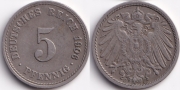 Германия 5 пфеннигов 1906 F