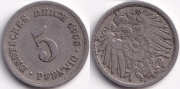 Германия 5 пфеннигов 1908 F