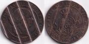 Жетон из монеты Испания 5 сантимов 1868
