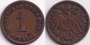Германия 1 пфенниг 1896 E