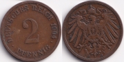 Германия 2 пфеннига 1904 G