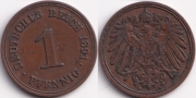 Германия 1 пфенниг 1891 А
