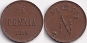 Русская Финляндия 5 пенни 1914