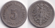 Германия 5 пфеннигов 1874 G