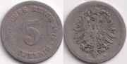 Германия 5 пфеннигов 1875 Е