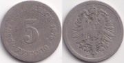 Германия 5 пфеннигов 1875 J