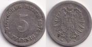 Германия 5 пфеннигов 1876 D