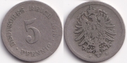 Германия 5 пфеннигов 1876 H