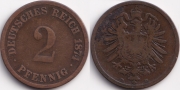 Германия 2 пфеннига 1874 D
