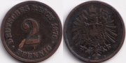 Германия 2 пфеннига 1876 В