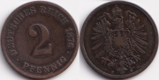 Германия 2 пфеннига 1876 С