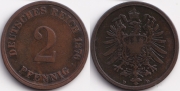 Германия 2 пфеннига 1876 D