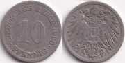 Германия 10 пфеннигов 1890 F