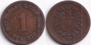 Германия 1 пфенниг 1875 А