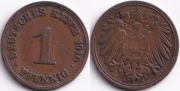 Германия 1 пфенниг 1910 D
