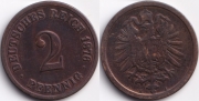 Германия 2 пфеннига 1876 А