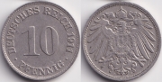 Германия 10 пфеннигов 1911 D