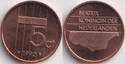 Нидерланды 5 центов 1992 UNC