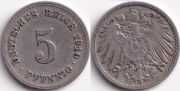 Германия 5 пфеннигов 1910 F