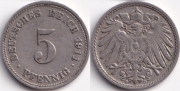 Германия 5 пфеннигов 1911 D