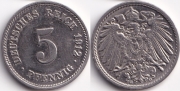 Германия 5 пфеннигов 1912 G